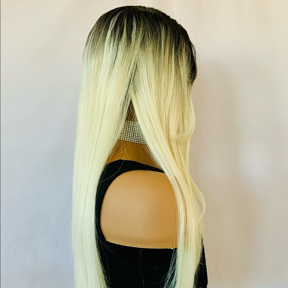 “Put On & Go” Long Ombre Blonde Synthetic Wig with Bangs - Picture 4 of 13